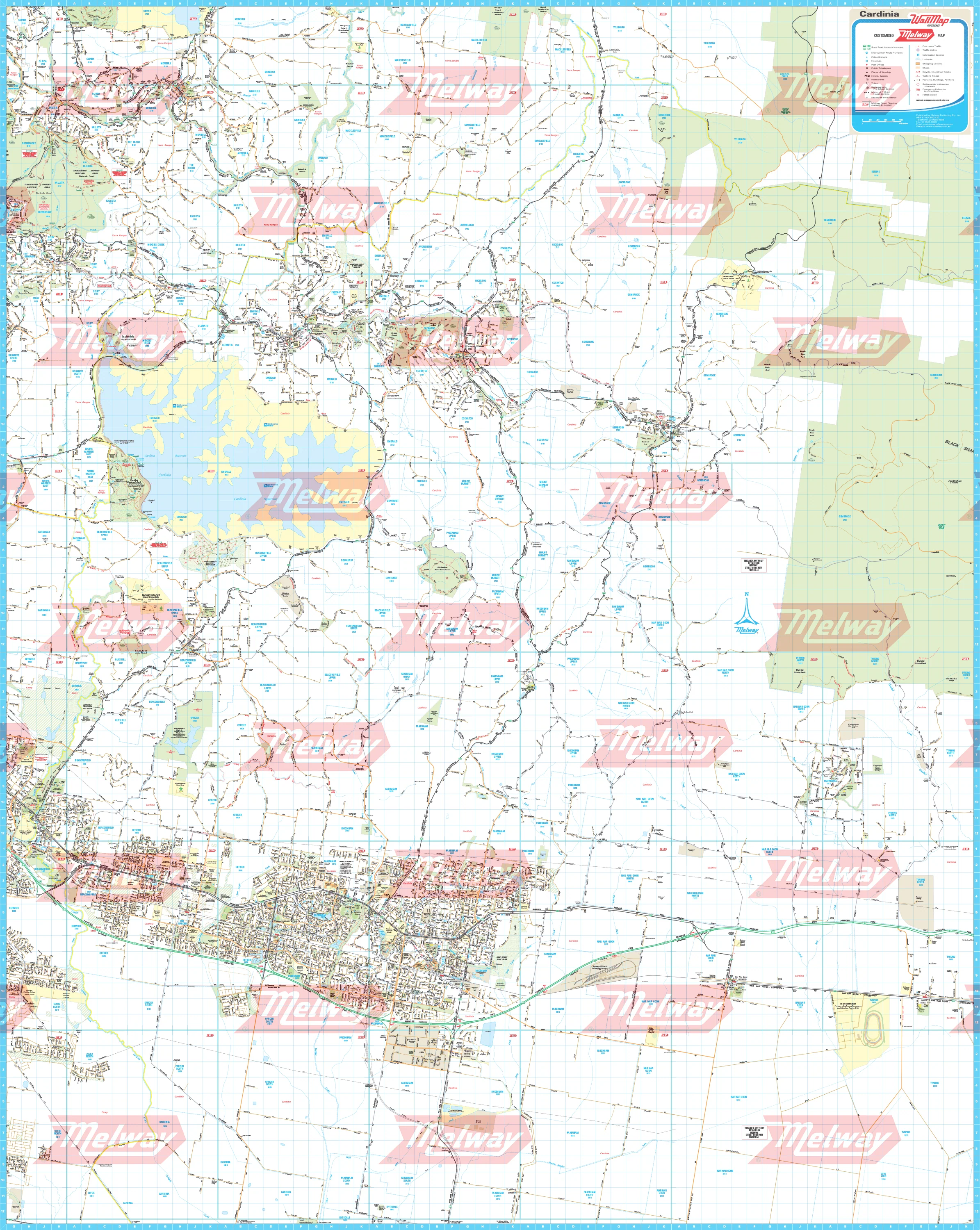 Melway Cardinia Council Built-up area WallMap